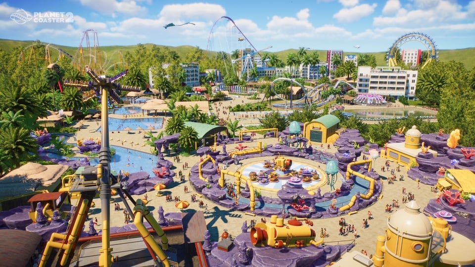 Planet Coaster 2 new park themes in wide shot