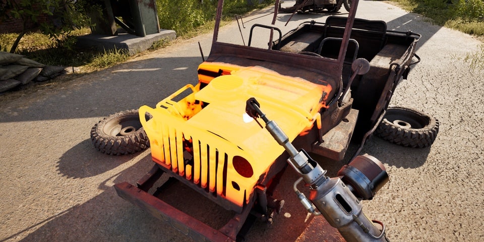 War Mechanic scrapping broken vehicle with your burner