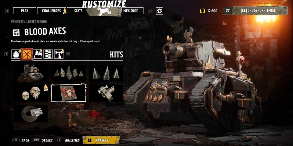 Warhammer 40,000: Speed Freeks tank customisation