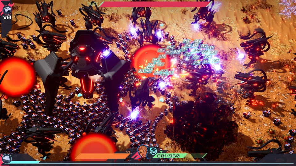 TerraTech Legion boss battle amidst Bullet Heaven horde