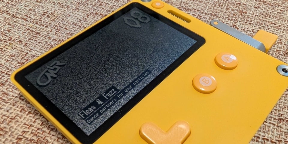 Playdate screen at a steep angle